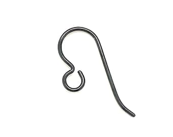 Black Niobium French Hook Ear Wires. Hypoallergenic. (6 Pieces) Medical Grade Clutch. USA Made