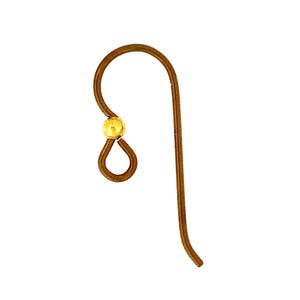 Copper Niobium French Hook Ear Wires with Brass Bead. Hypoallergenic. (4 Pieces) Medical Grade PVC Clutch. Made in USA