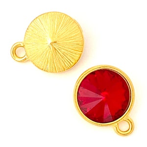 TierraCast® Plain Rivoli Drop with 12mm Siam Crystal, 2 Pieces. Pewter with 22kt Gold Plate. Lead Free Pewter