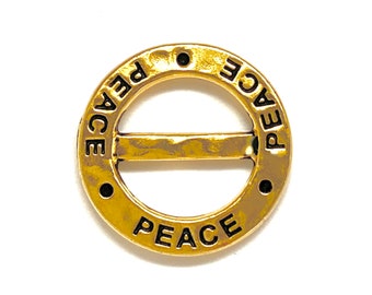 TierraCast® Peace Slide 1/2 inch, 4 pieces. Pewter with 22kt Gold Plate, Antiqued Finish. Lead Free Pewter, Made in USA