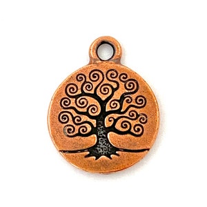 Antiqued Copper Plated Tree of Life Charm. (2 pieces) TierraCast® Lead Free Pewter, Made in USA