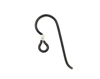 Black Niobium Ear Wires with Sterling Coil. Hypoallergenic. Medical Grade Clutch. Made in USA