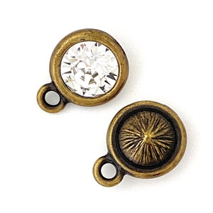 TierraCast® Chaton SS39, 1 piece with Clear Crystal. Pewter with Oxidized Brass Plate. Lead Free Pewter