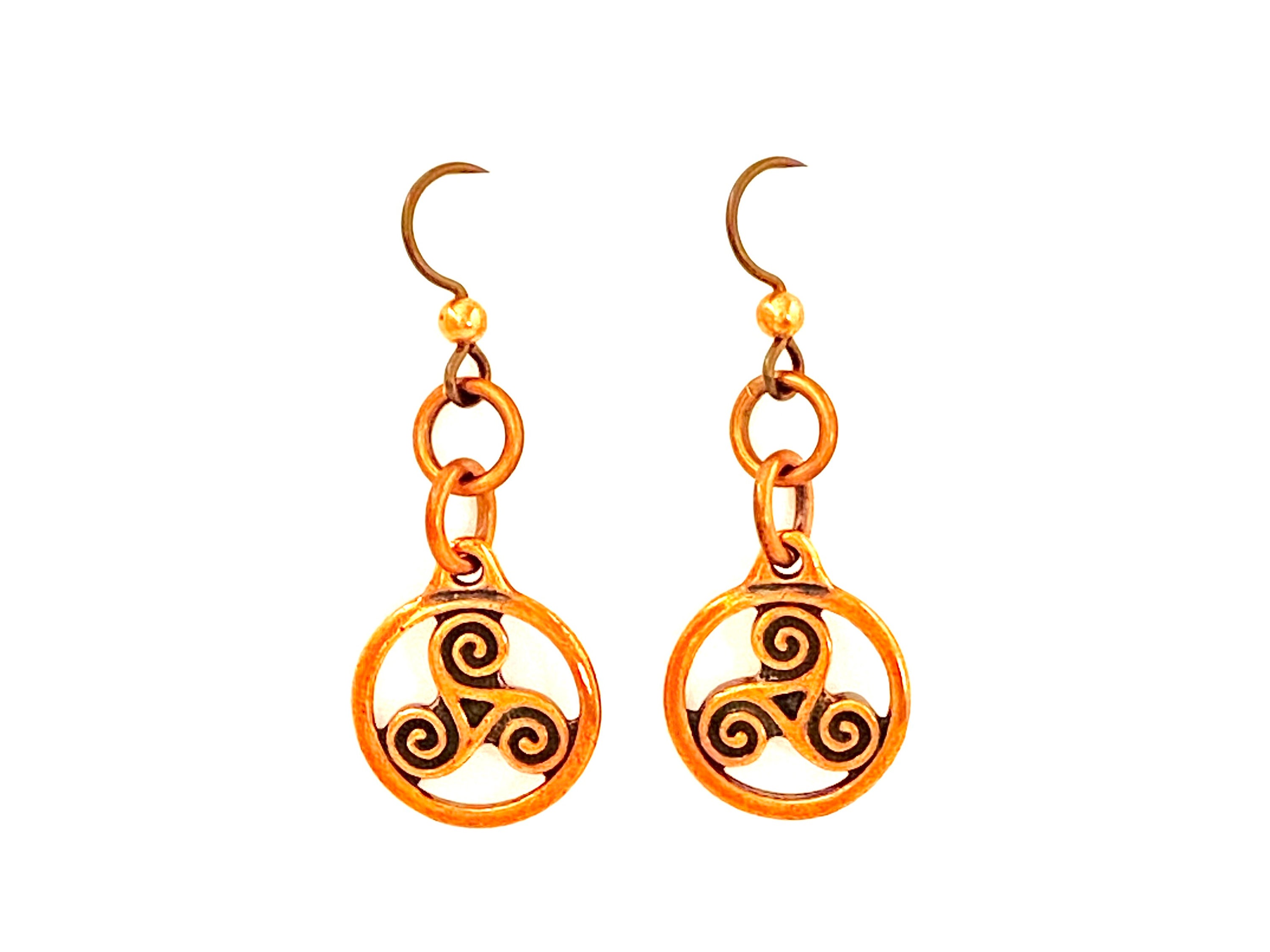 Celtic Triskele Earrings Pewter W/ Antiqued Copper Plate - Etsy
