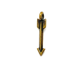 Oxidized Brass Mini Arrow Charm. (4 pieces) TierraCast® Lead Free Pewter, Made in USA