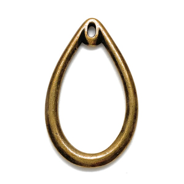 TierraCast® Teardrop Pendant, 3 pieces, Pewter with Oxidized Brass Plate. Lead Free Pewter, Made in USA