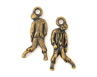 Oxidized Brass Zombie Charm. (2 pieces) TierraCast® Lead Free Pewter, Made in USA