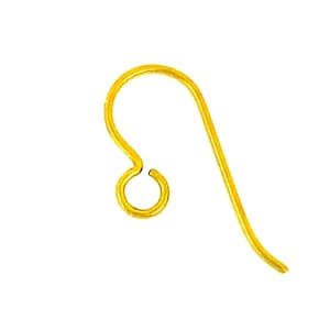 May include: Gold-toned earring hook with a small loop at the top and a long, curved wire.