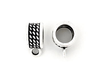 TierraCast® Rope Bail 8mm, 4 pieces. Pewter with Fine Silver Plate, Antiqued Finish. Lead Free Pewter, Made in USA