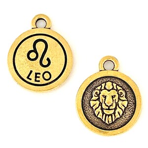 22kt Gold Plated Zodiac Leo Charm. (1 piece) TierraCast® Lead Free Pewter, Made in USA