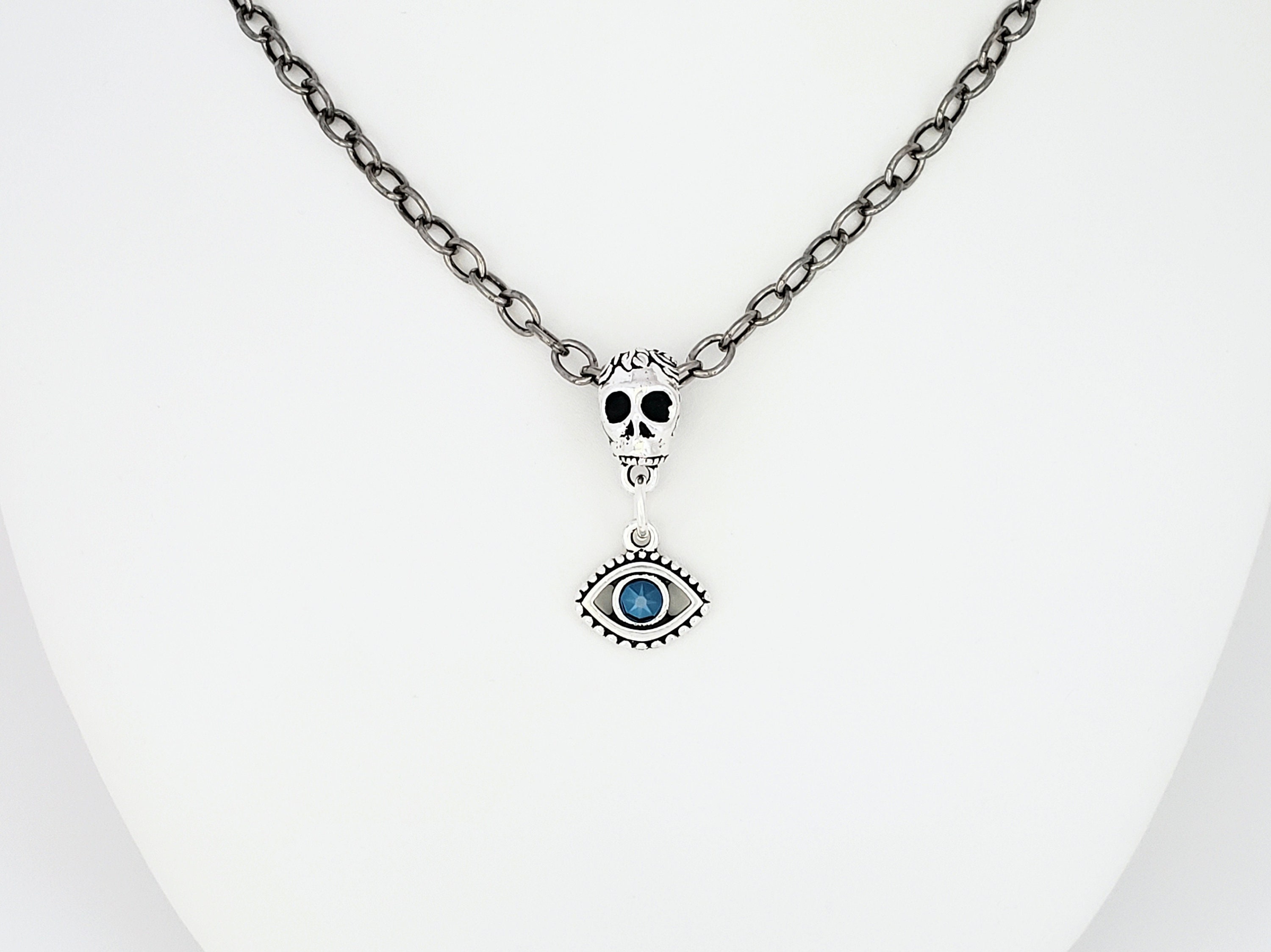 Evil Eye Necklace with Swarovski® SS20 Crystal. Toggle and Etsy