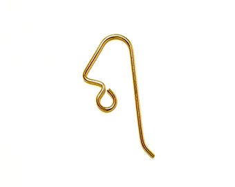 14/20 Gold Filled Angular Hook Ear Wires. (6 Pieces) Medical Grade Clutch. USA Made