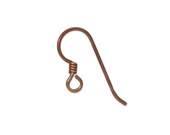 TierraCast® French Hook Ear Wire with Bronze Coil, Niobium Anodized Copper. 10 pieces, Hypoallergenic, Made in USA