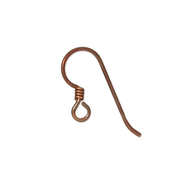 TierraCast® French Hook Ear Wire with Bronze Coil, Niobium Anodized Copper. 10 pieces, Hypoallergenic, Made in USA