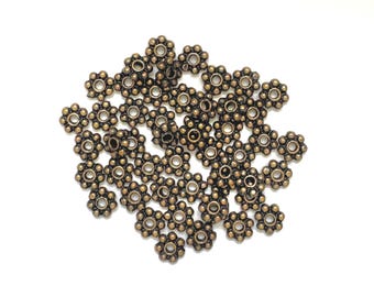 Oxidized Brass Daisy Spacer Beads, 4mm. TierraCast® Lead Free Pewter. Made in USA