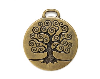 Oxidized Brass Tree of Life Pendant. (1 piece) TierraCast® Lead Free Pewter. USA Made