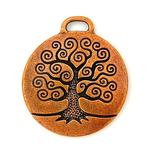 Antiqued Copper Plated Tree of Life Pendant. (1 piece) TierraCast® Lead Free Pewter, Made in USA
