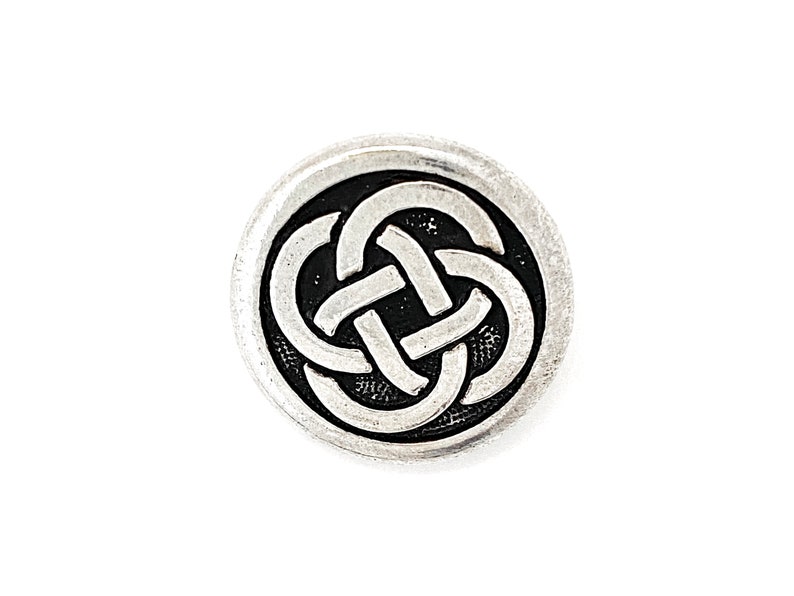 TierraCast® Celtic Knot Button Button, 1 piece, Pewter with Fine Silver Plate and Antiqued Finish. Lead Free Pewter, Made in USA image 1