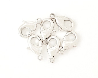 TierraCast® Lobster Clasp 12x7mm, 6 Clasps. Rhodium Plate