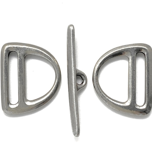 TierraCast® D Ring Toggle Clasp Set, 2 Sets. Antiqued Pewter Finish. Lead Free Pewter, Made in USA