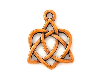 TierraCast® Celtic Open Heart Charm, 3 pieces, Pewter with Copper Plate, Antiqued Finish, Lead Free Pewter, Made in USA