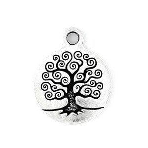 Fine Silver Plated Tree of Life Charm. (2 pieces) TierraCast® Lead Free Pewter, Made in USA
