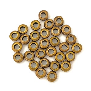 TierraCast® 5mm Nugget Large Hole Spacer Bead, 30 pieces. Pewter with Oxidized Brass Plate. Lead Free Pewter, Made in USA