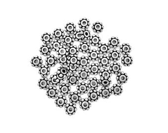 Silver Plated Daisy Spacer Beads, 6mm. TierraCast® Lead Free Pewter. Made in USA