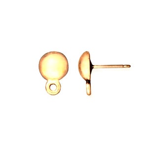 TierraCast® Dome Earring Posts, 2 Pairs. Pewter with 22kt Gold Plate. Hypoallergenic Titanium Posts, Lead Free Pewter, Made in USA