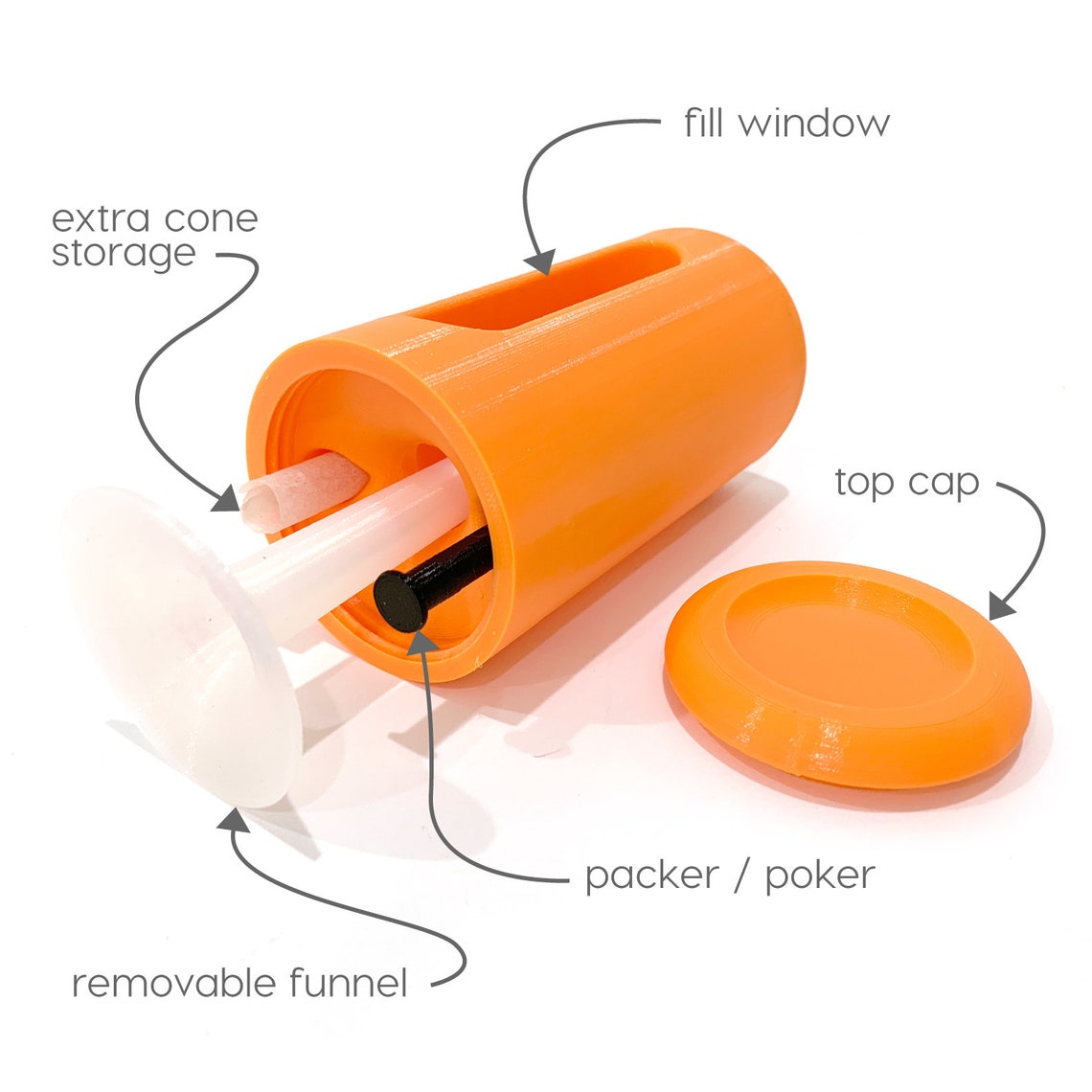 Cone Case Eco Friendly Preroll Filler, Joint Roller, Raw Cone Stuffer