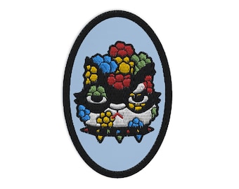 Flor de arco iris Kitty parches bordados