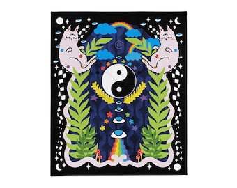 Manta decorativa con diseño de gato Yin Yang