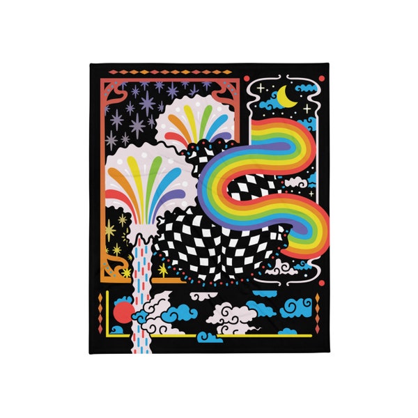 Psychedelic Japan Throw Blanket