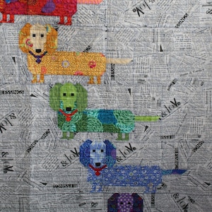 PDF - Doxies - It&#39;s a Colorful World, PDF, Traditional Piecing, Modern Patchwork, Dachshund, Quilt, Pillow, dog, pet, animal, cute, fun