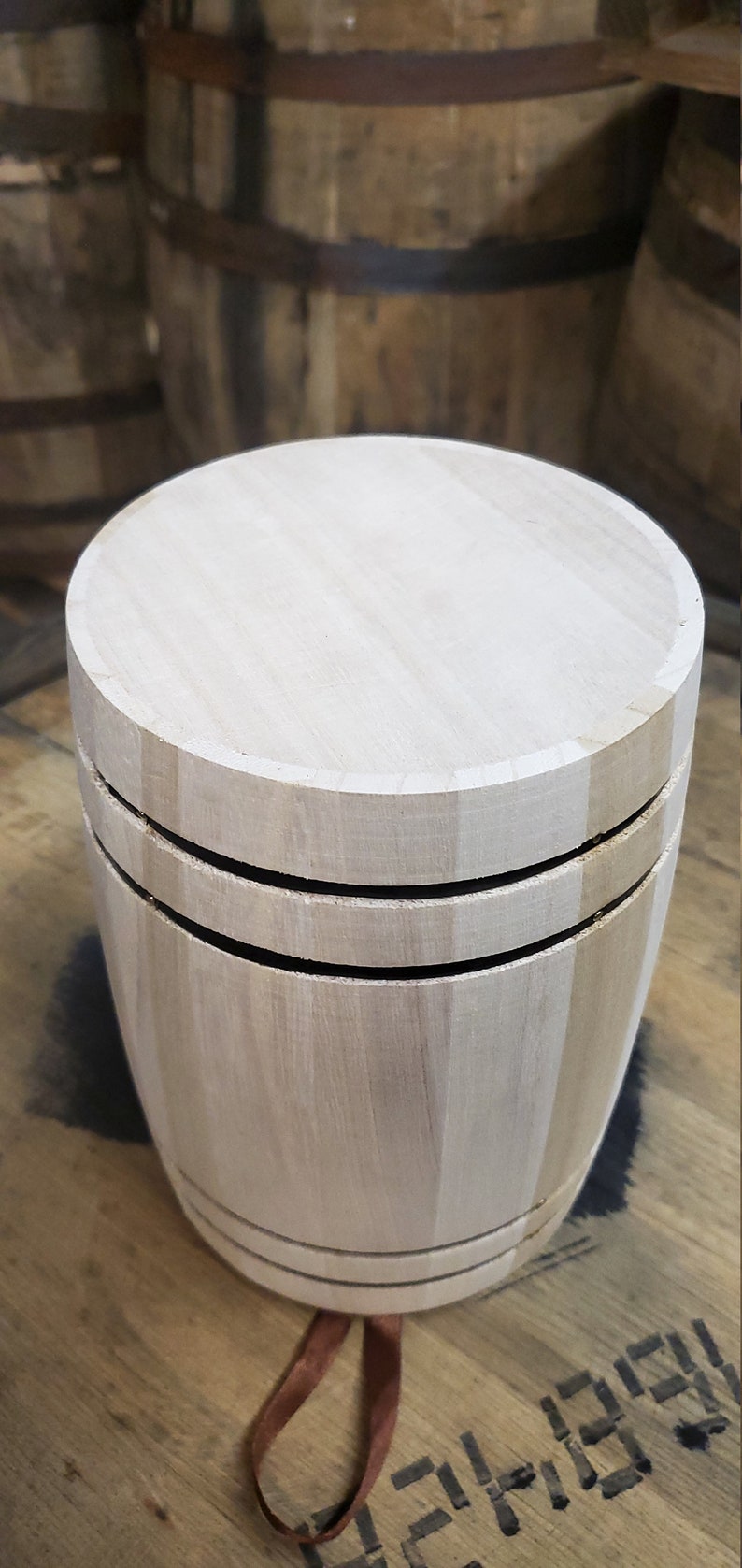 Small Wooden Storage Barrel with Lid Etsy