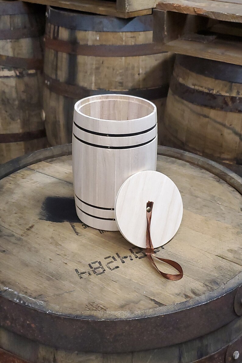 Small Wooden Storage Barrel with Lid Etsy