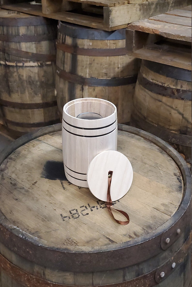 Small Wooden Storage Barrel with Lid Etsy