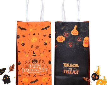 8 Designs Halloween Trick or Treat Goody Gags Gift Bag Party Favor Candy Cookie Bags Kraft Paper Gift Bags with Halloween Atmosphere Cartoon Stickers 48 Pcs Halloween Treat Bags & Sealing Sticker 8 Designs Halloween Trick or Treat Goody Gags Gift Bag Party Favor Candy Cookie Bags Kraft Paper Gift Bags with Halloween Atmosphere Cartoon Stickers 48 Pcs Halloween Treat Bags & Sealing Sticker