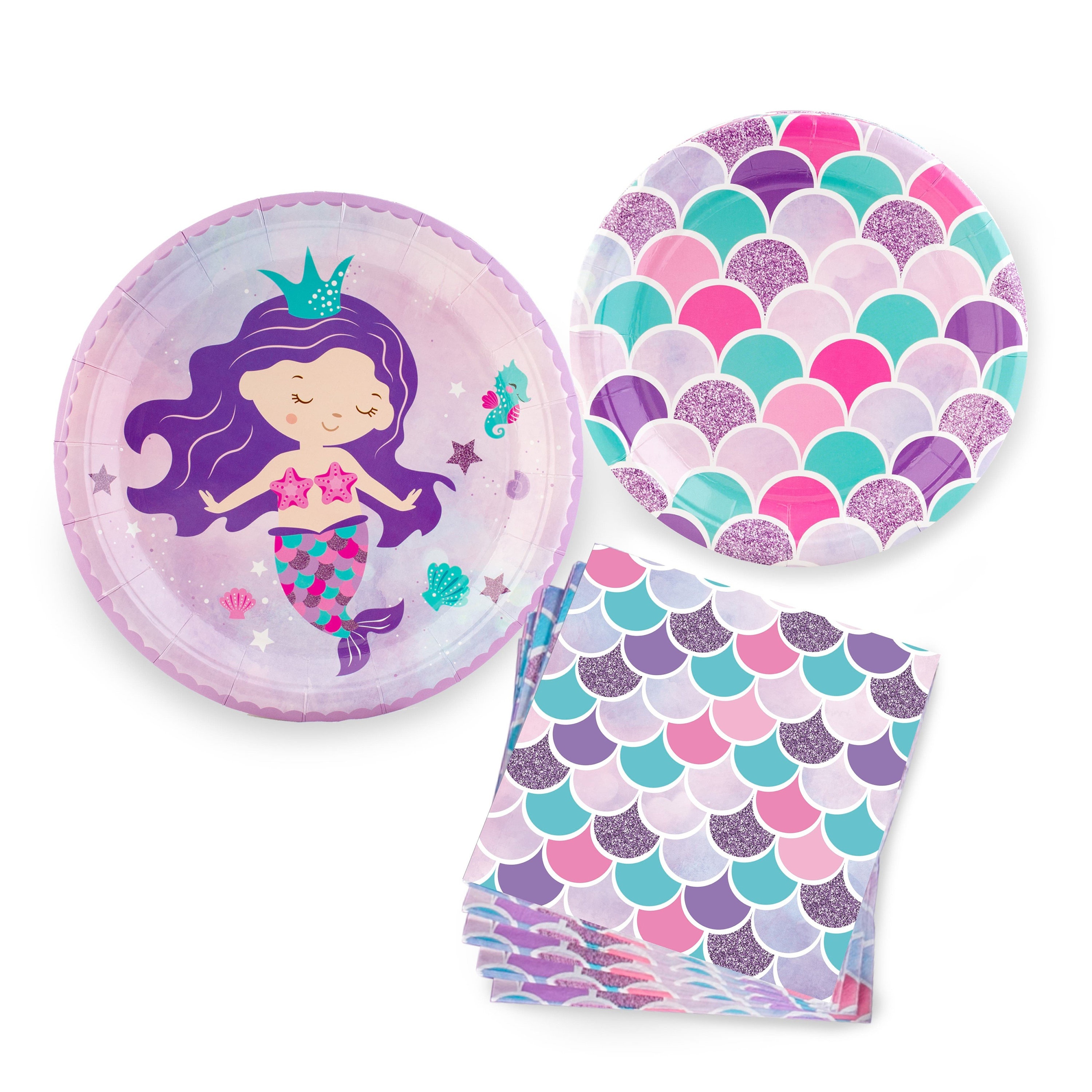 Mermaid Party Plates and Napkins Serves 16 Guests 16 Large Etsy