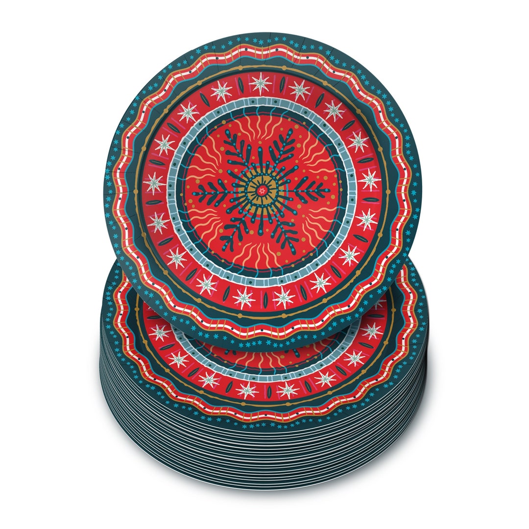 48x 9'' Large Christmas Paper Plates Christmas Ideal for Christmas