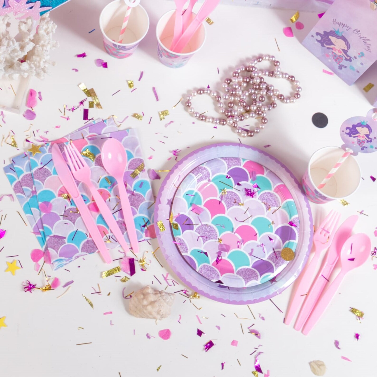 Mermaid Party Plates and Napkins Serves 16 Guests 16 Large Etsy