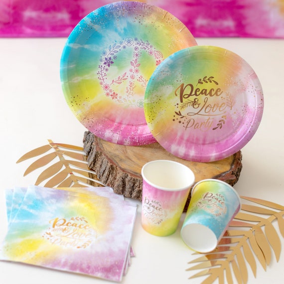 Tie Dye Birthday Party Tableware Kit For 16 Guests