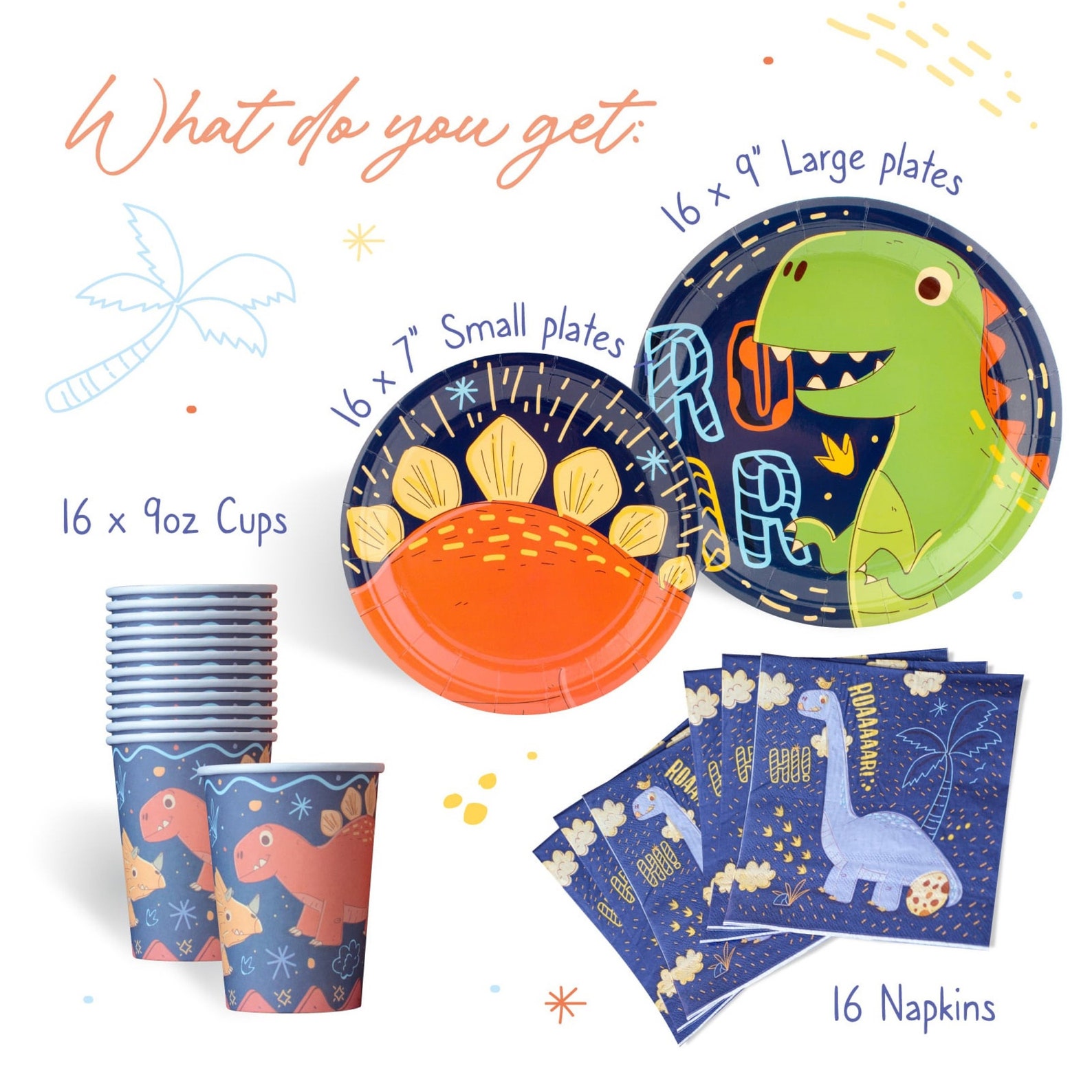 Dinosaur Party Supplies 16 Guests Set Include Large Dinner Etsy