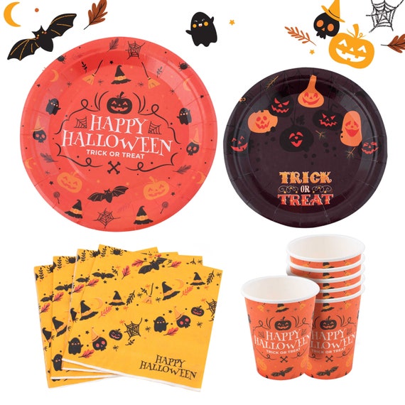 Halloween Paper Plates, Napkins, and Cups Serves 16 Ideal for