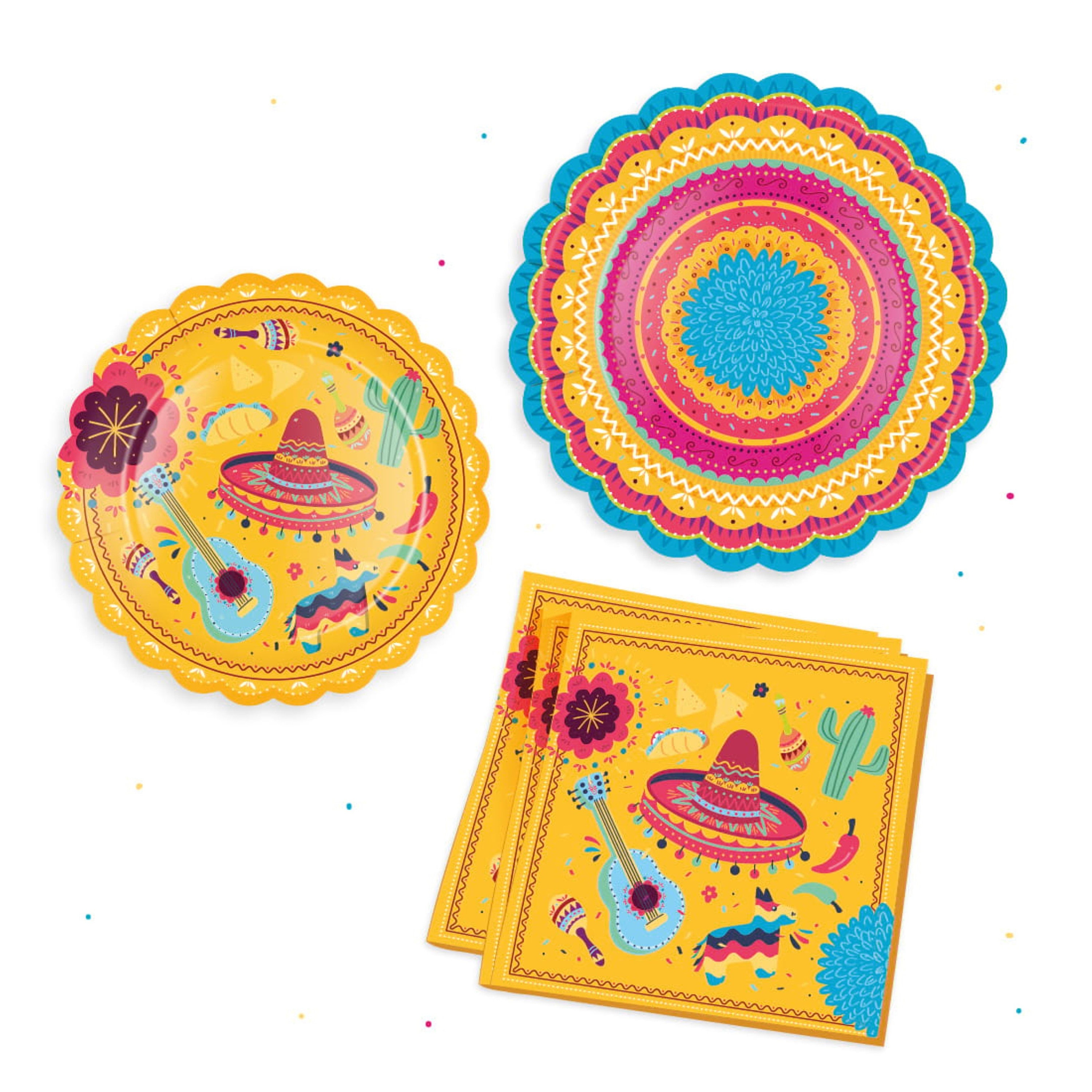 41pcs Mexican Themed Fiesta Birthday Party Supplies, Mexican Party Paper  Tableware Set Includes Mexican Fiesta Plates Napkins and Tablecloth for