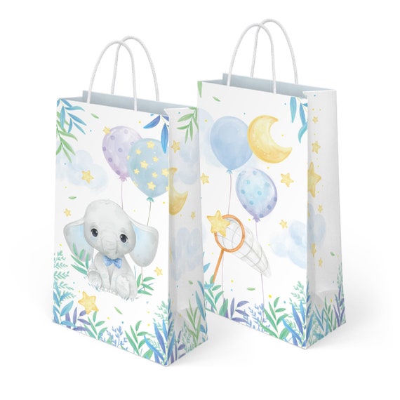 Blue Baby Elephant Baby Shower Goodie Bags 16 Pcs Favors Little Peanut Gift Bags Birthday Boy
