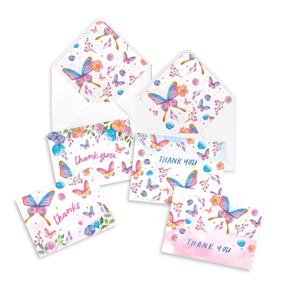 butterfly-thank-you-cards-40pcs-butterfly-thank-you-notes-4x6