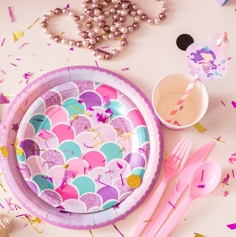 Mermaid Party Plates and Napkins Serves 16 Guests 16 Large Etsy