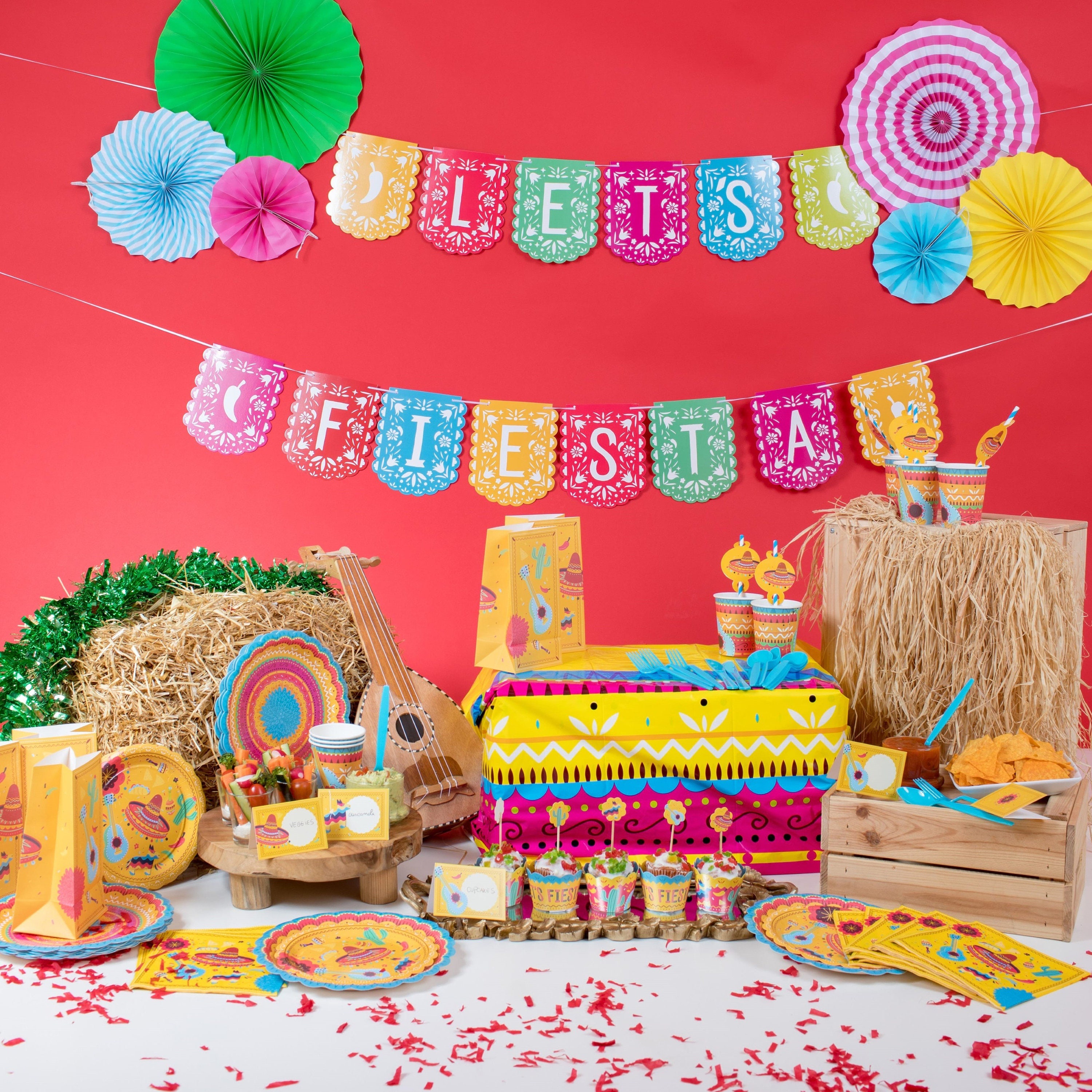 Fiesta Party Supplies Pack Serves 16 - Includes Large Paper Plates, Small  Plates and Napkins | Birthday, Taco Party, Mexican Party, Cinco de Mayo