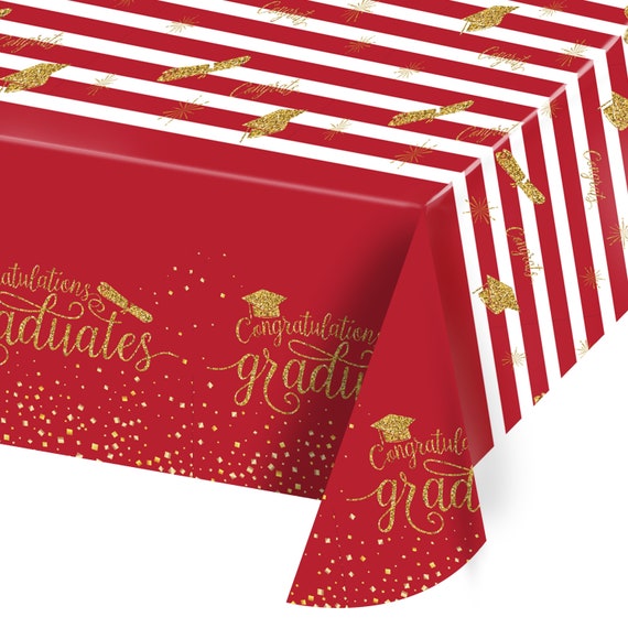 Red Gold Graduation Tablecloth 2022 1pc ExtraLarge Graduation Party